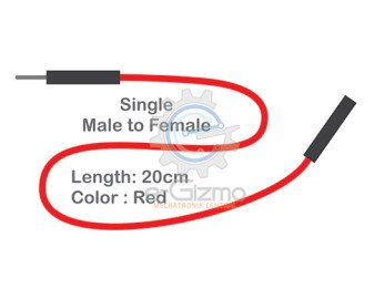 Male to Female Single Connecting Wire 20cm Red