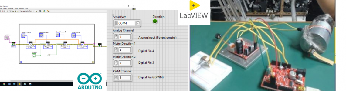 LabVIEW + gizDuino UNO-SE: Controlling a DC Motor with potentiometer using Hulkster Motor Driver