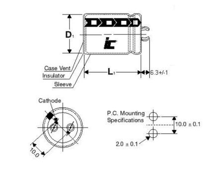 Illinois Capacitor 2200uF 50V Snap Mount Electrolytic LBA Series