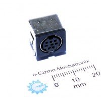 8-pins Shielded Mini DIN Female socket THT