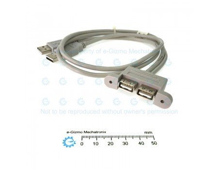 2-port (Dual) USB 2.0 Extension Cable with Mounting Bracket