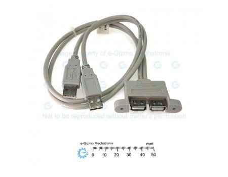 2-port (Dual) USB 2.0 Extension Cable with Mounting Bracket