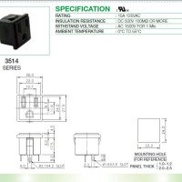 Chily 3514 series NEMA-5 Chassis Panel Mount AC Outlet 15A UL (Taiwan)