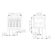Dinkle PCB Screw Terminal Block 3-way 32A 5mm pitch DT-123