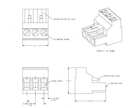 Buchanan Male Pluggable Screw Terminal Block 16A 5.08mm Pitch 4P 796634-4