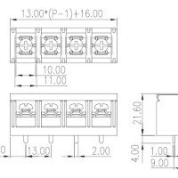 Dinkle PCB Barrier Screw Terminal Block 5-way 40A 13mm pitch DT-7