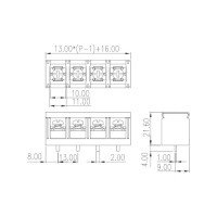 Dinkle PCB Barrier Screw Terminal Block 5-way 40A 13mm pitch DT-7