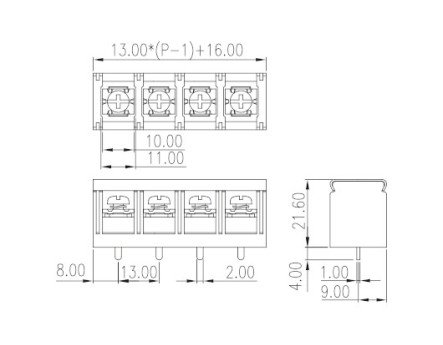 Dinkle PCB Barrier Screw Terminal Block 5-way 40A 13mm pitch DT-7