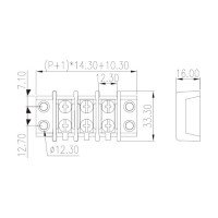 Dinkle Panel Mount Barrier Screw Terminal Block 3-way 35A 14.3mm pitch 0113