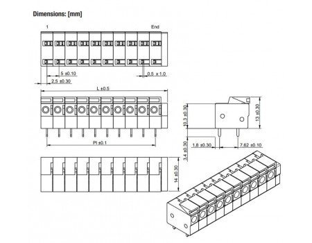 Wurth Elektronik 2-pole 5mm Screwless Horizontal Entry PCB Terminal