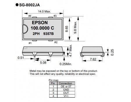 11.298600 MHz Crystal Oscillator 3.3VDC SG-8002JA PC CSMD