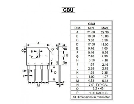 LiteON GBU8008 8A 800V Bridge Rectifier