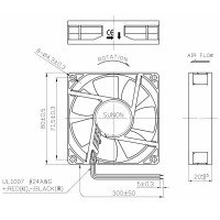 Sunon  80x80mm 12VDC 0.13A 3300RPM Fan 3-wires Speed Out EE80201S1