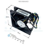 Foxconn 80x80mm 12VDC 0.65A 4600RPM Fan 4-wires Speed Out & PWM InPVA080G12Q