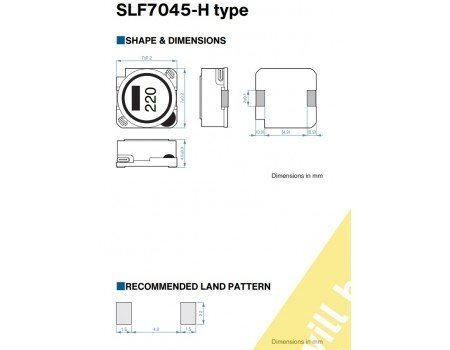 TDK 220uH 0.4A 7mm SMD Power Inductor SLF7045T-221MR40-H