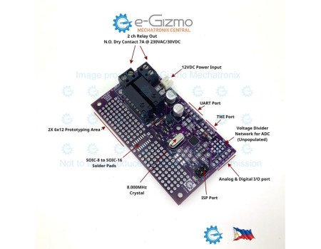 e-Gizmo ATMEGA88P Quick Prototyping Module with 2-Ch Relay