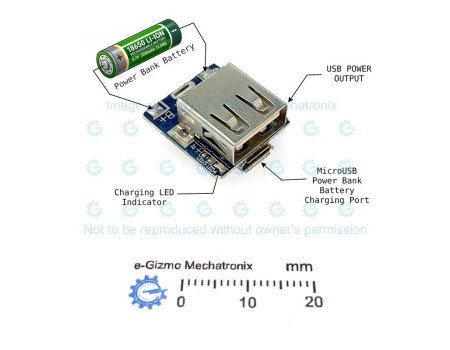 DIY Power Bank Module 3.7V 1s Li-ion Battery, 5V Output