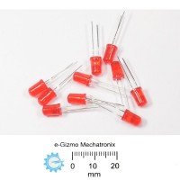 10s 5mm LED RED High Brightness LED rounded tip 