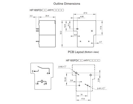 HongFa High Power Relay 30A 5V coil SPST HF165FD-5