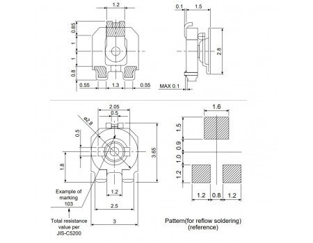 IKOKUTSUSHIN 10K TMC3K Series +/-250ppm/C SMD Trimmer