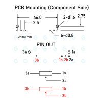 Dual Slide Potentiometer 100KA x2 Open Frame 46mm