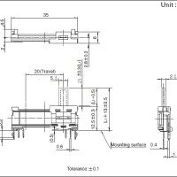 Single Slide Potentiometer Fader 250K B4 taper x1 Open Frame Center Detent
