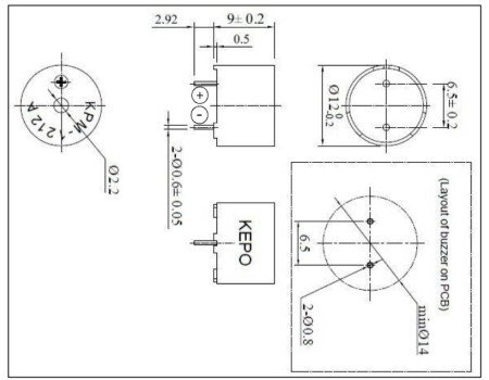 Passive Electromagnetic Buzzer d12mm 140ohms 8V-16V Passive Electromagnetic Buzzer d12mm 140ohms 8V-16V