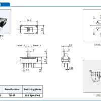 Hosiden 2P3T Miniature Slide Switch 3-position HSW1031-01-410