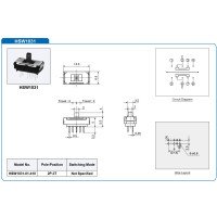 Hosiden 2P3T Miniature Slide Switch 3-position HSW1031-01-410