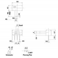 SK-12D04 1P2T Miniature Slide Switch SPST Non Shorting