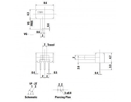 SK-12D04 1P2T Miniature Slide Switch SPST Non Shorting SK-12D04 1P2T Miniature Slide Switch SPST Non Shorting
