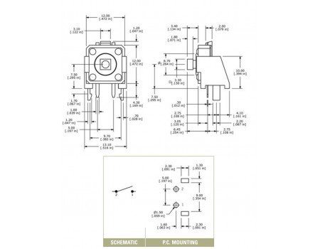 Tact Tactile Switch SPST 12x12mm with Removable Bracket TL-1100