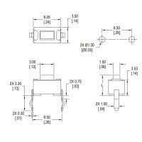 Miniature Tact Switch SPST Through Hole 50mA 50VDC Miniature Tact Switch SPST Through Hole 50mA 50VDC