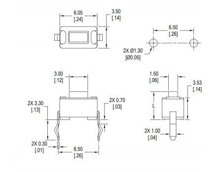 Miniature Tact Switch SPST Through Hole 50mA 50VDC