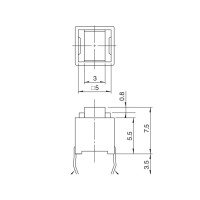 Alps Tact Tactile Switch SPST 6x6mm 5mA Snap In Carbon Contact